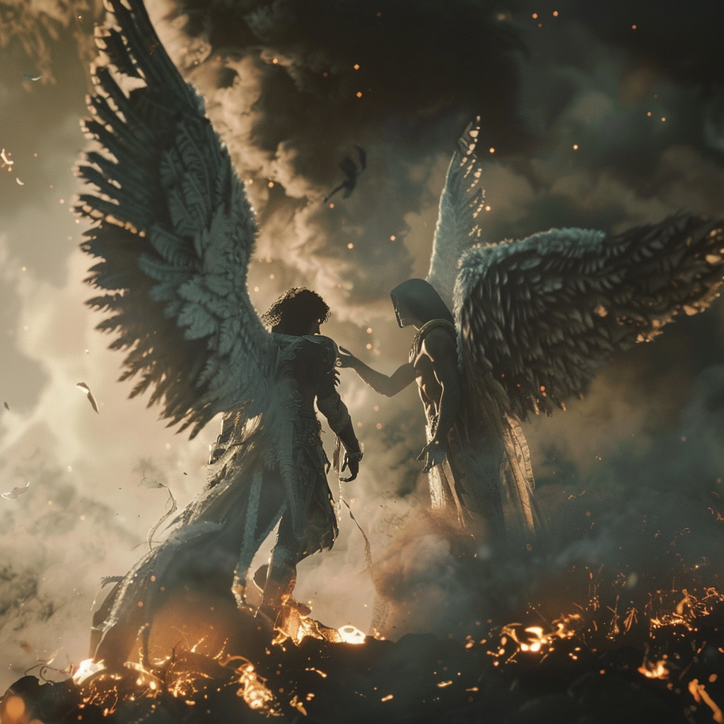 Dystopian Battle of Lucifer and Arch Angel