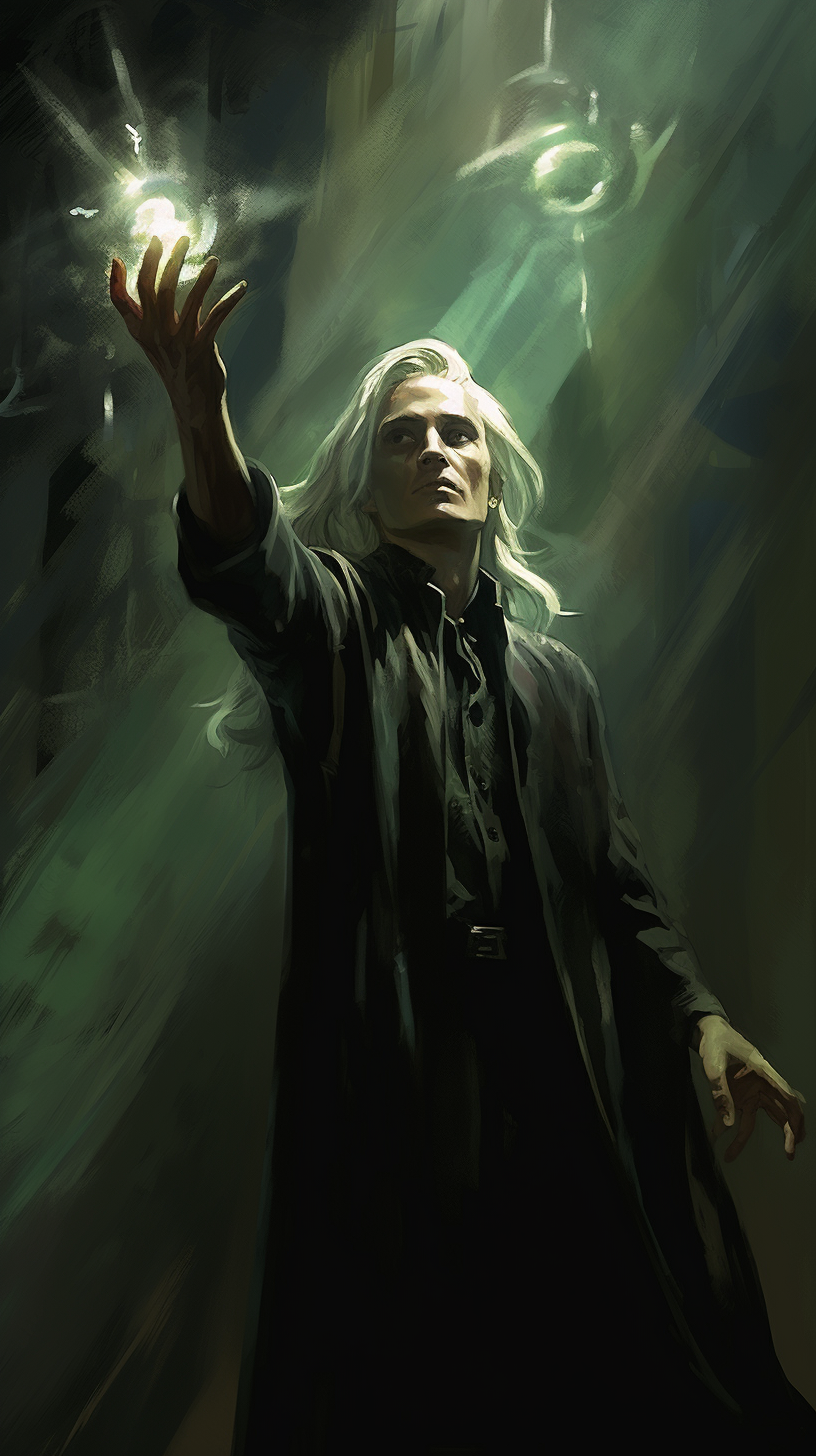 Lucius Malfoy conjuring a spell