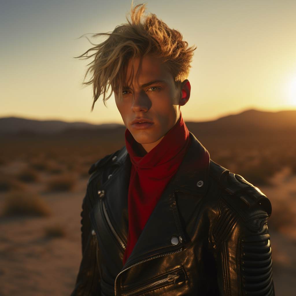 Lucky Blue Smith with M16 in Desert