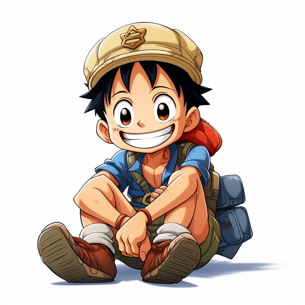 Luffy in IDF uniform with a smile