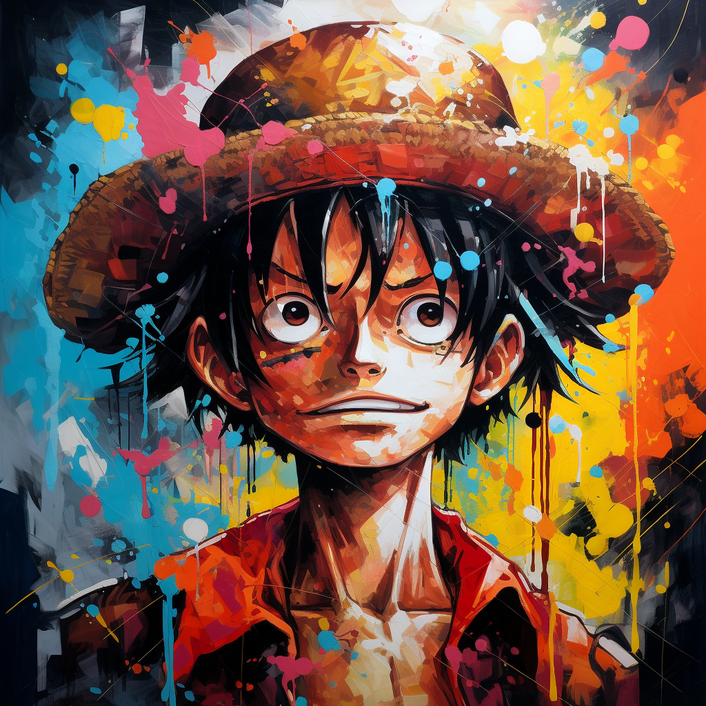 Expressionistic artwork of Luffy from One Piece