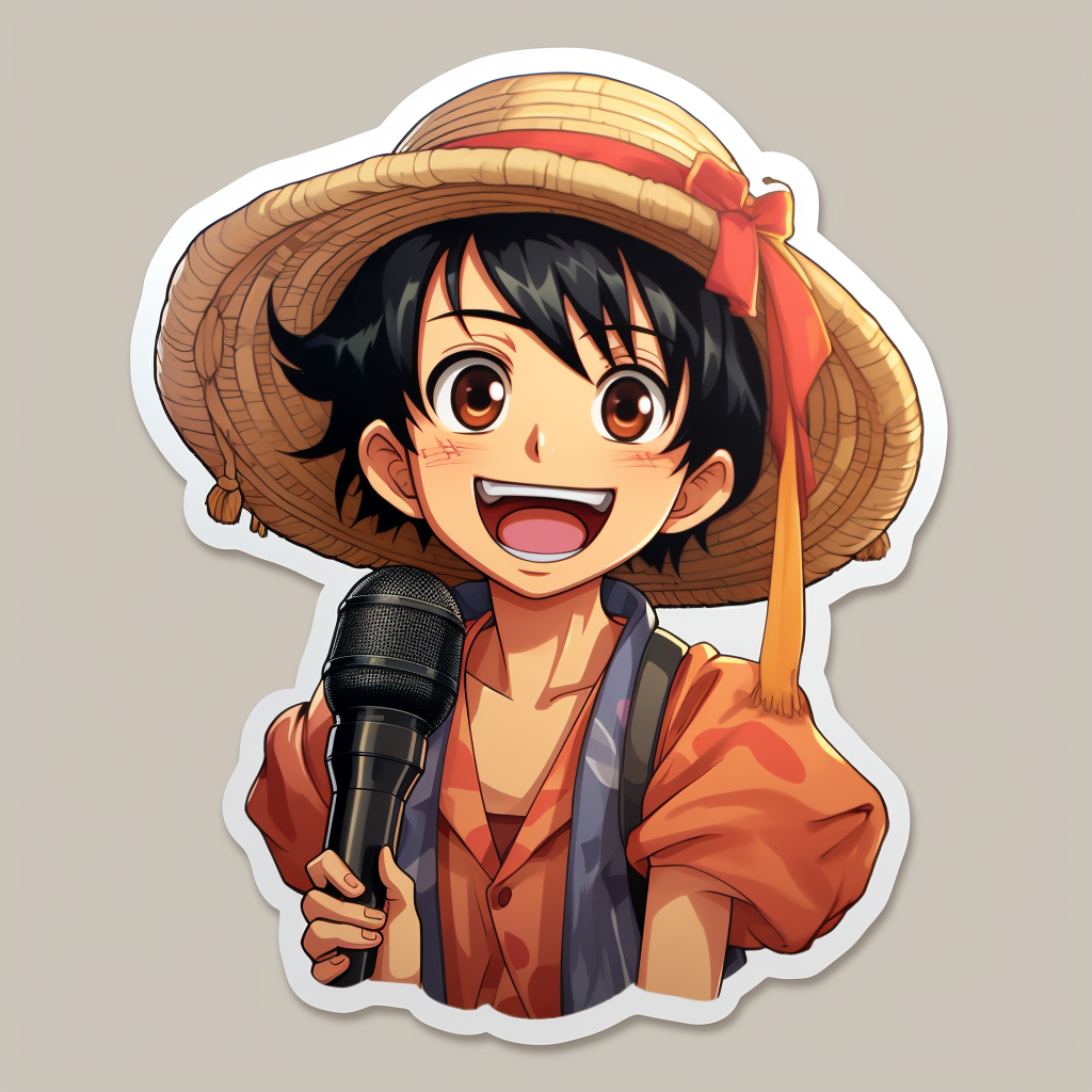 Luffy One Piece laughing with microphone