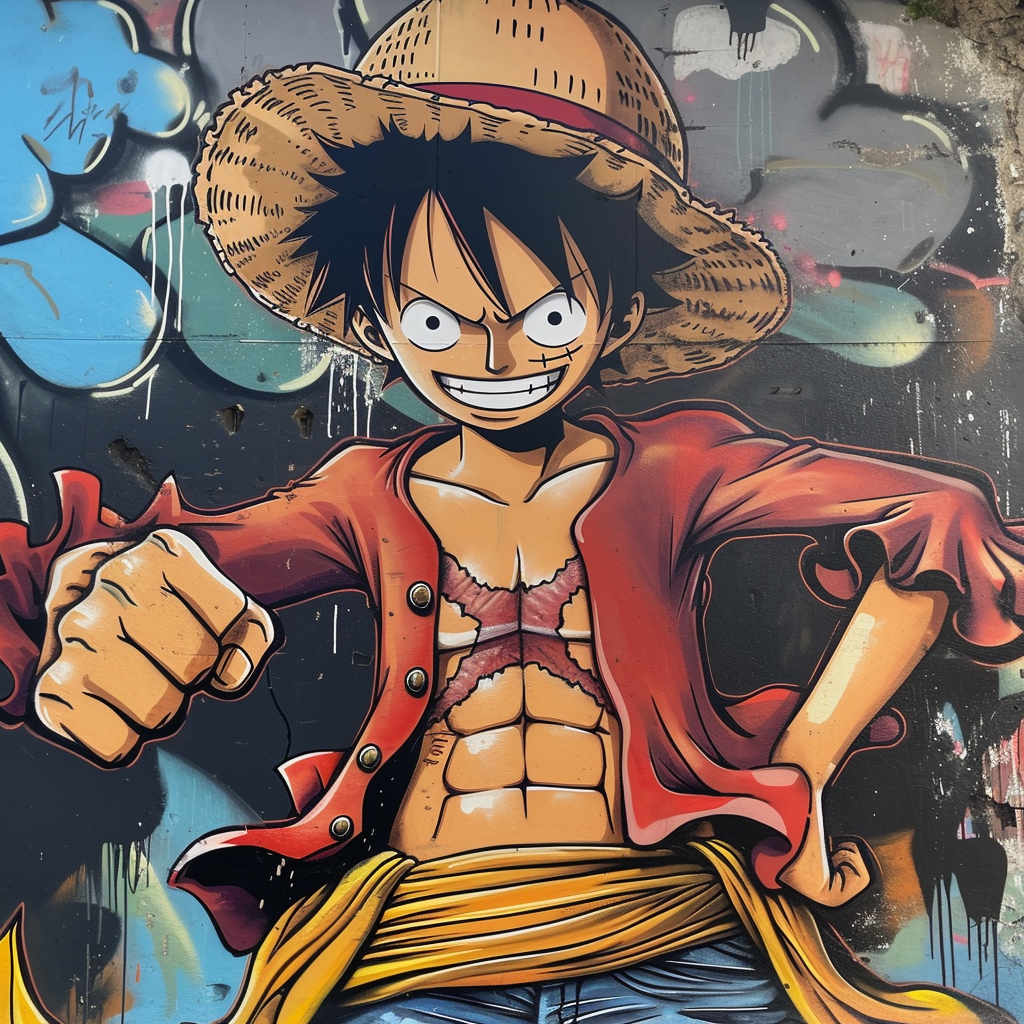 Luffy street art mural graffiti