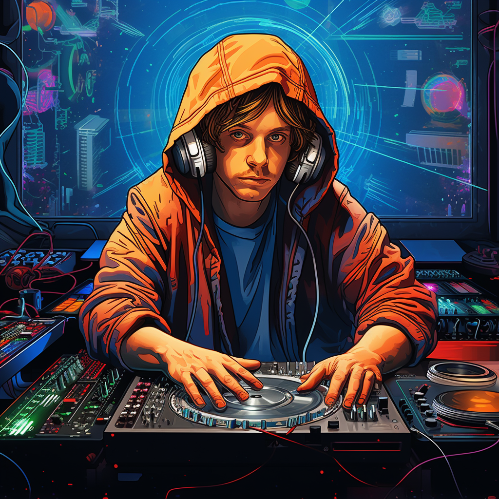 Luke Skywalker wearing a DJ hood