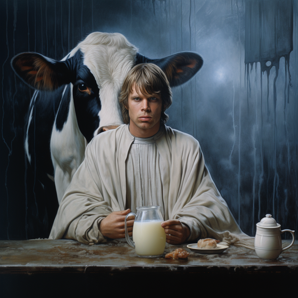 Luke Skywalker enjoying fresh cow milk