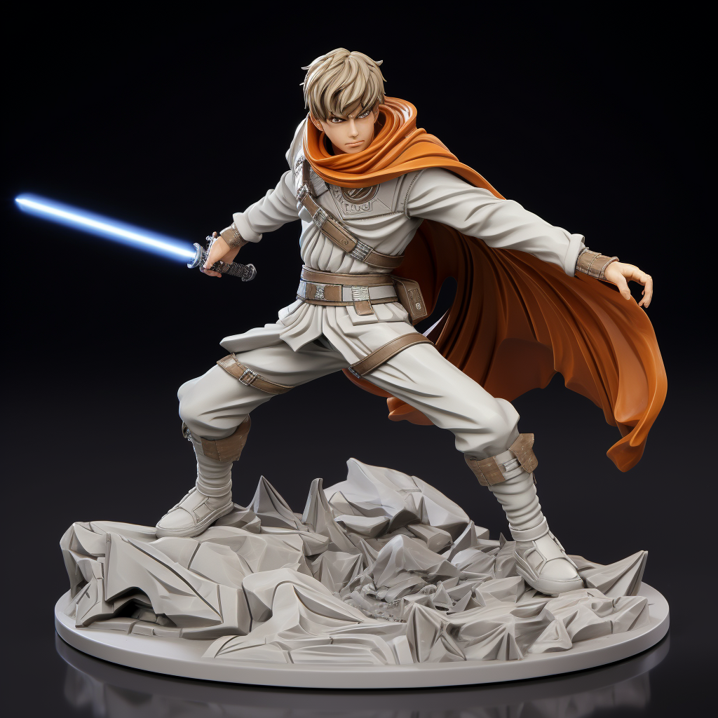 Luke Skywalker anime action pose statue