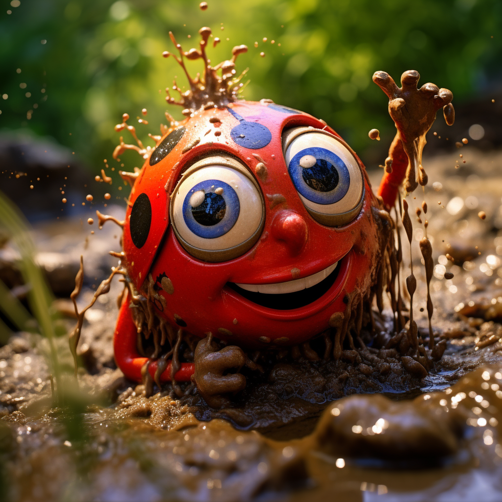 Lulu the Ladybug covered in sticky mud