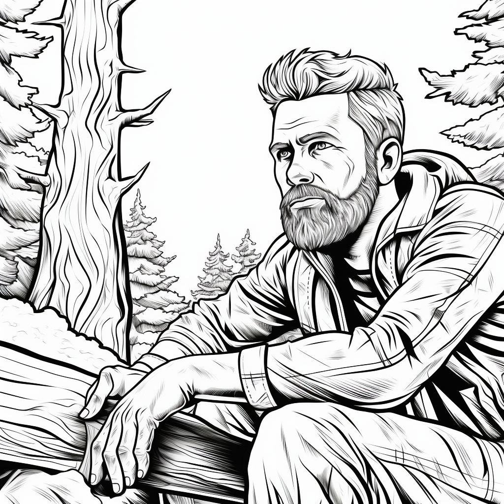 Bold Outlined Lumberjack Coloring Page