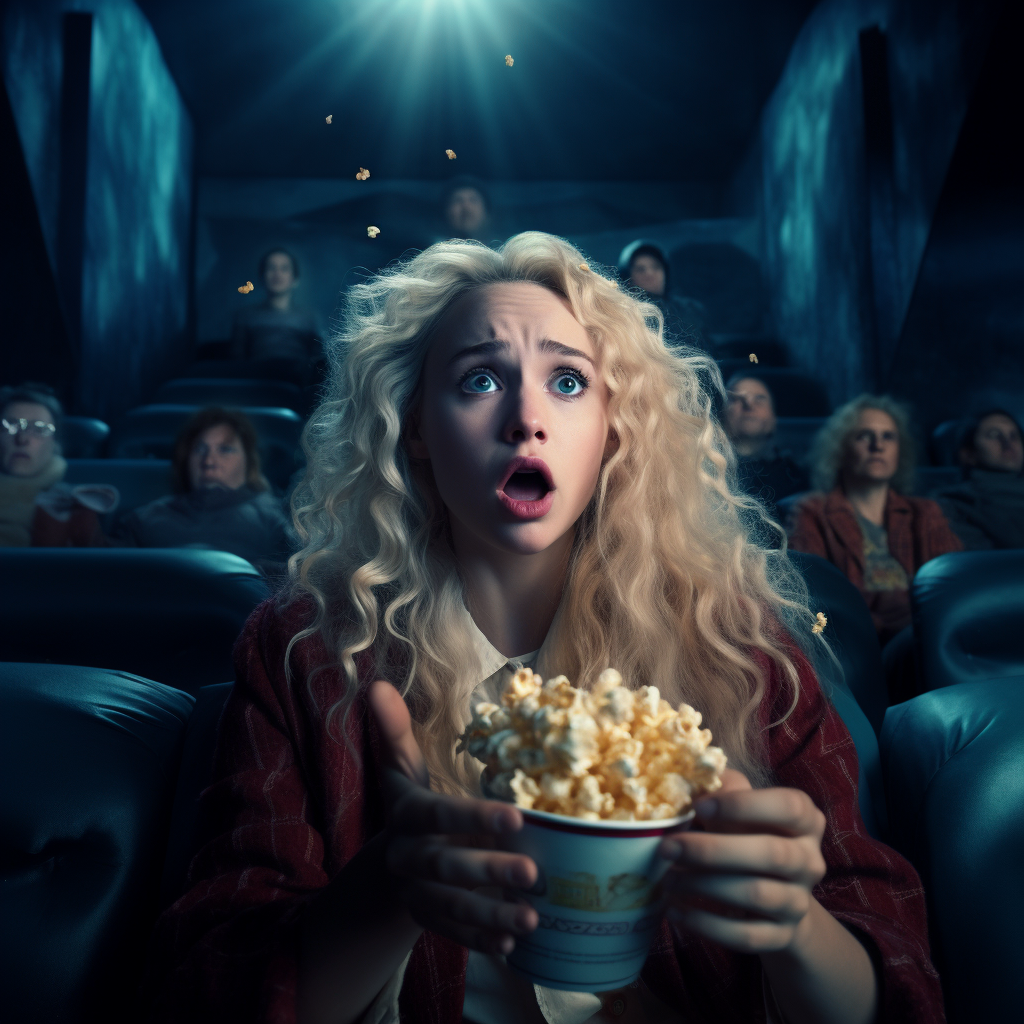 Luna Lovegood enjoying popcorn in theater