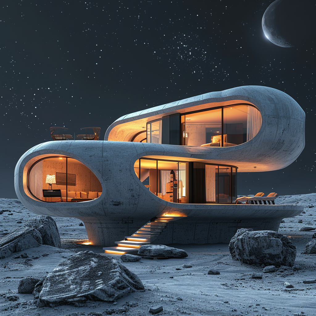 Minimalist lunar surface villas