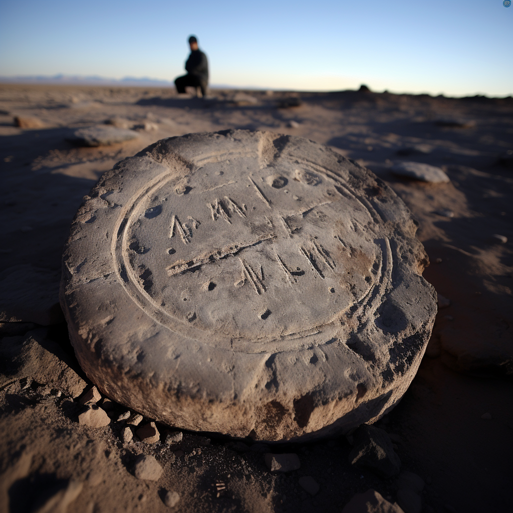 Logo with moon and archaeological elements