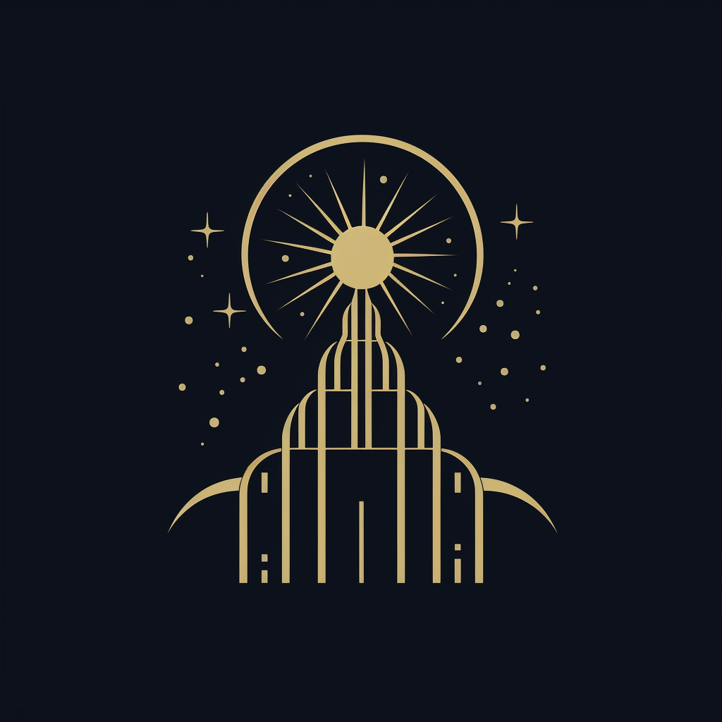 Stylized lunar art deco temple