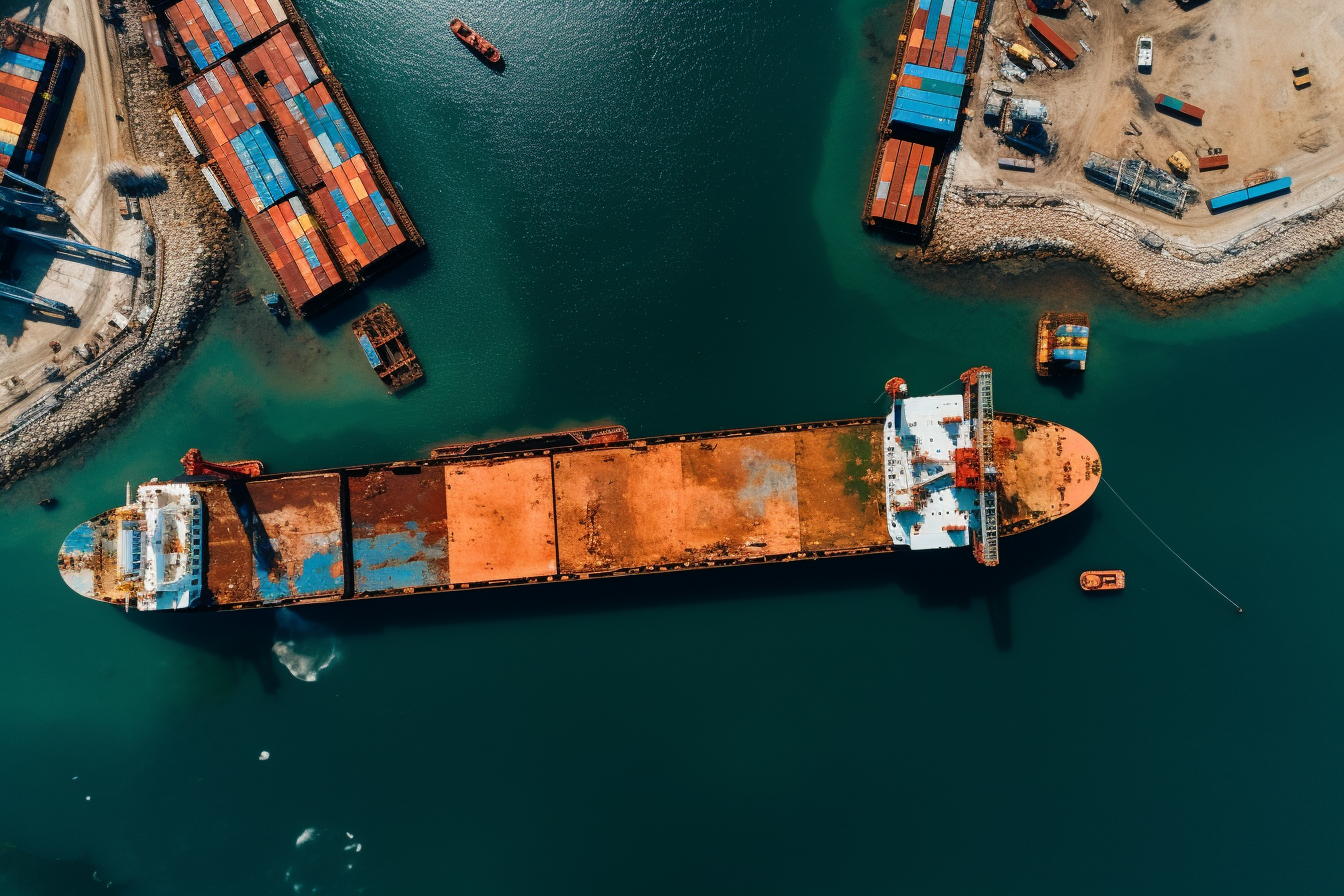 Aerial view of Moon's shipping port