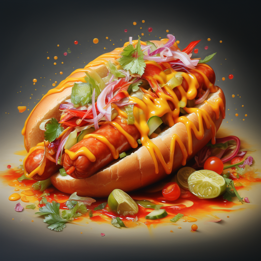 Tempting hotdog with all the fixings