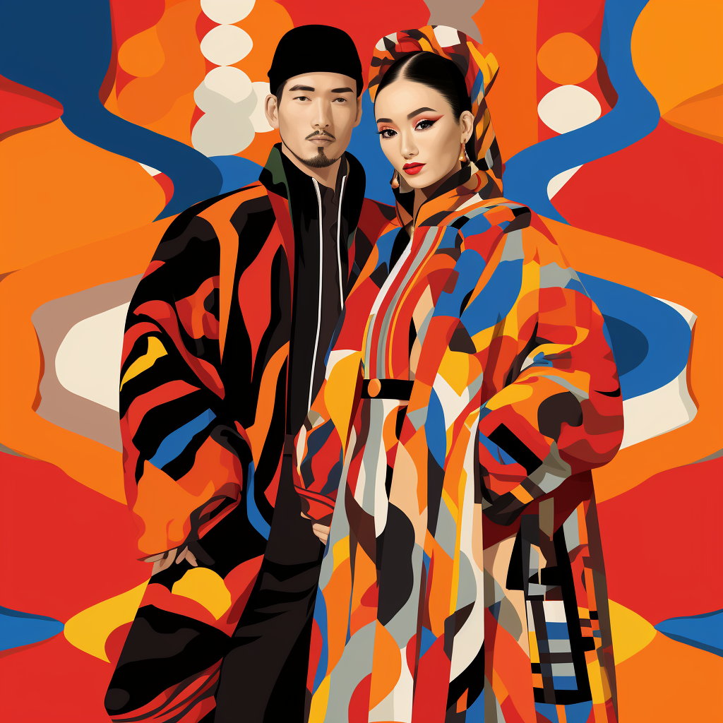 Stylish Uyghur clothing in pop art design