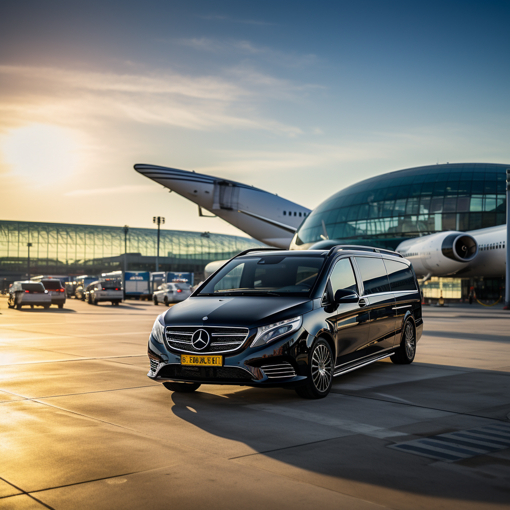 Luxurious black Maybach minivan at Istanbul airport