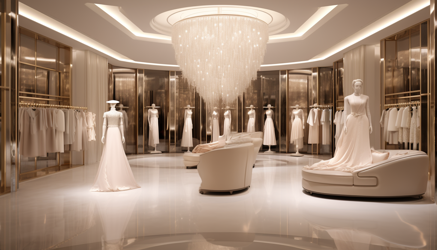 Luxurious clothing store interior showroom