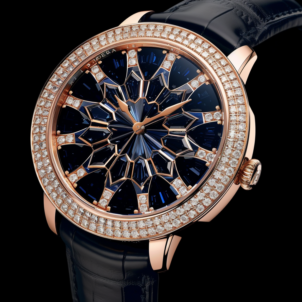 Luxurious geometric wristwatch with diamonds