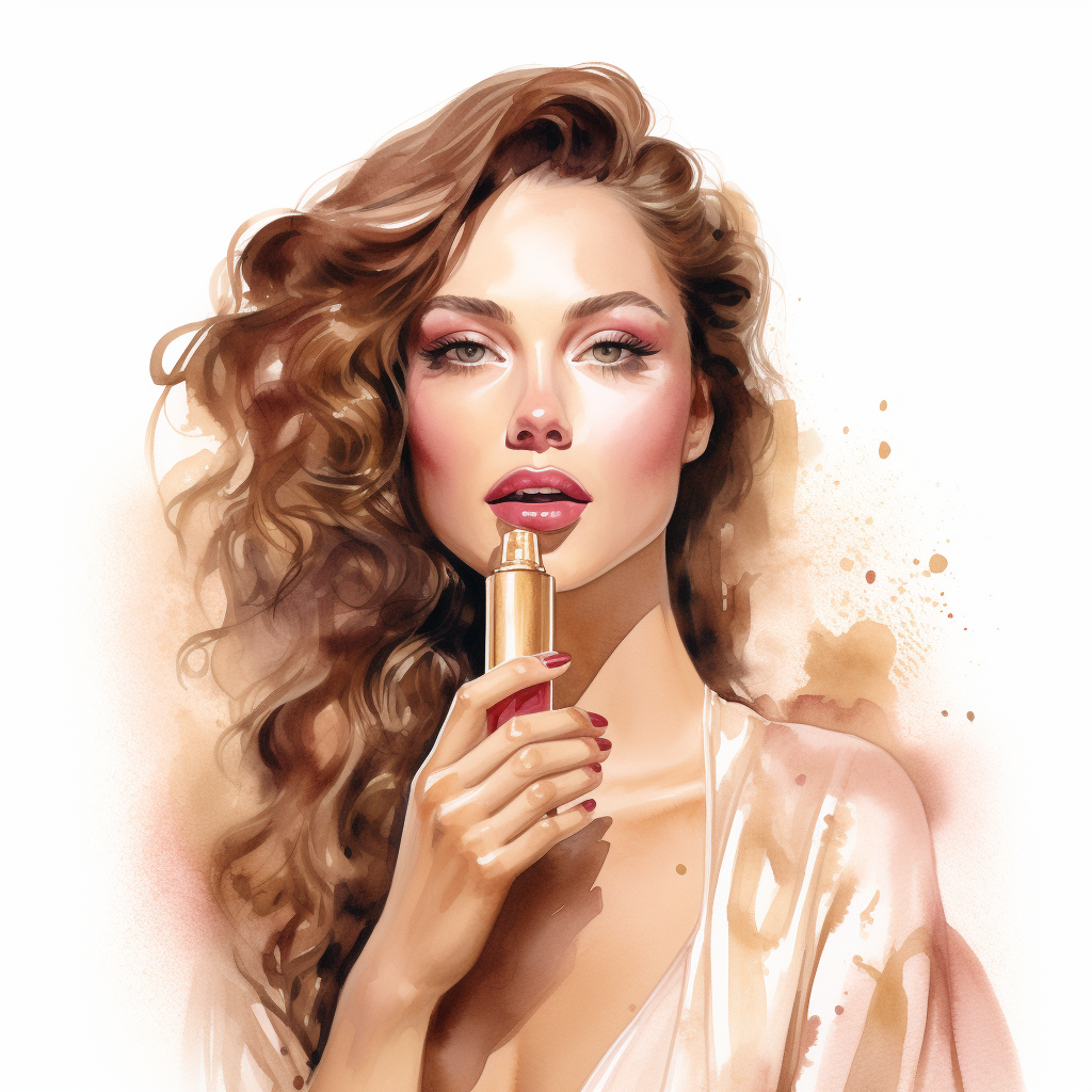 Woman holding luxurious gold lipstick packaging