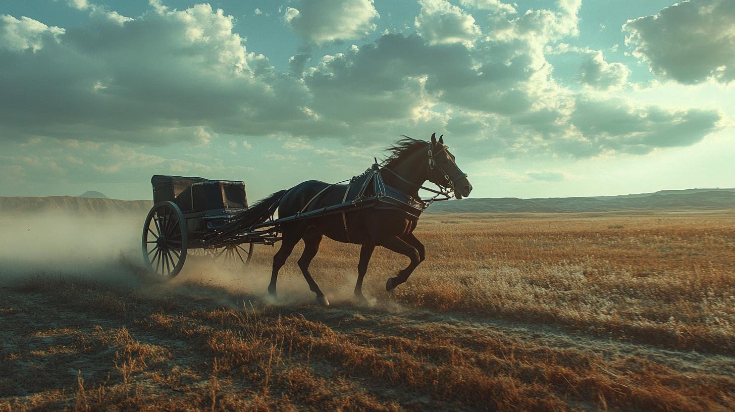 Black Horse Carriage Ancient China