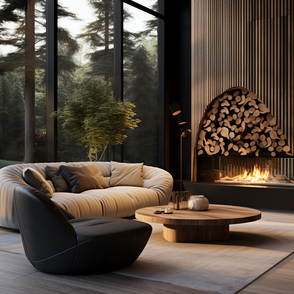 Modern Luxury Pine Forest Living Room