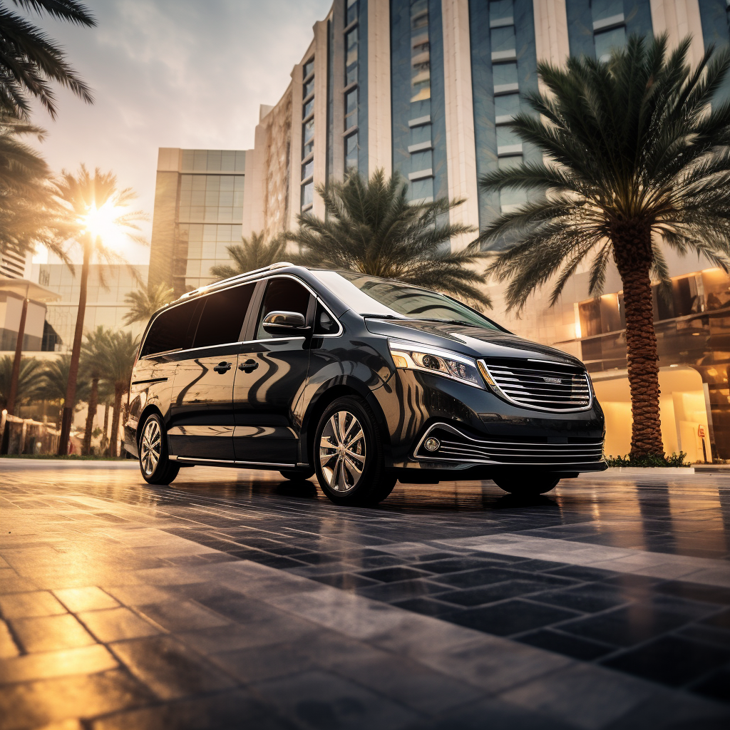 Luxurious Maybach Minivan picking up tourists