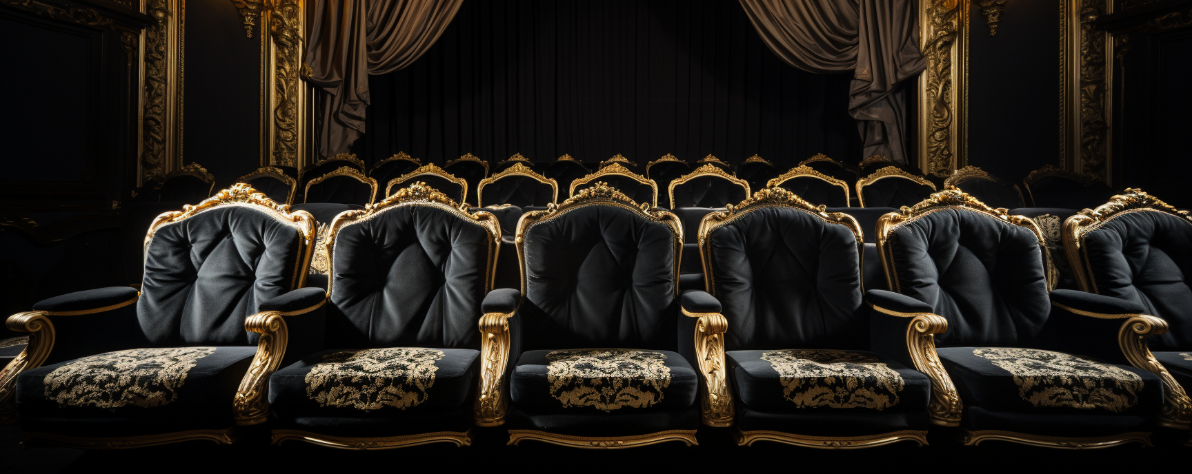 Luxurious Opera Seats in Black and White with Gold Accents