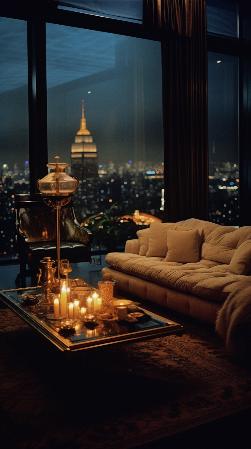 Luxurious Penthouse Living Room with City View