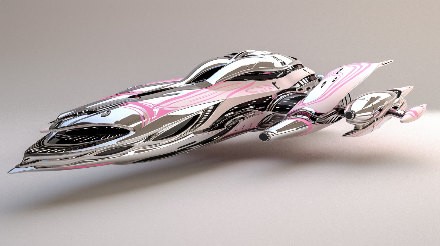 Luxurious Pink White Silver Spaceship