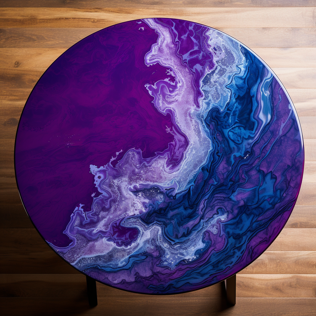 Luxurious table surface with magenta swirls