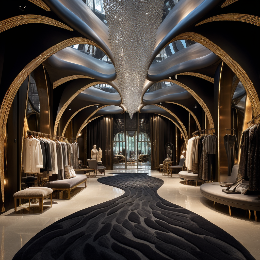 Luxurious clothing store interior design