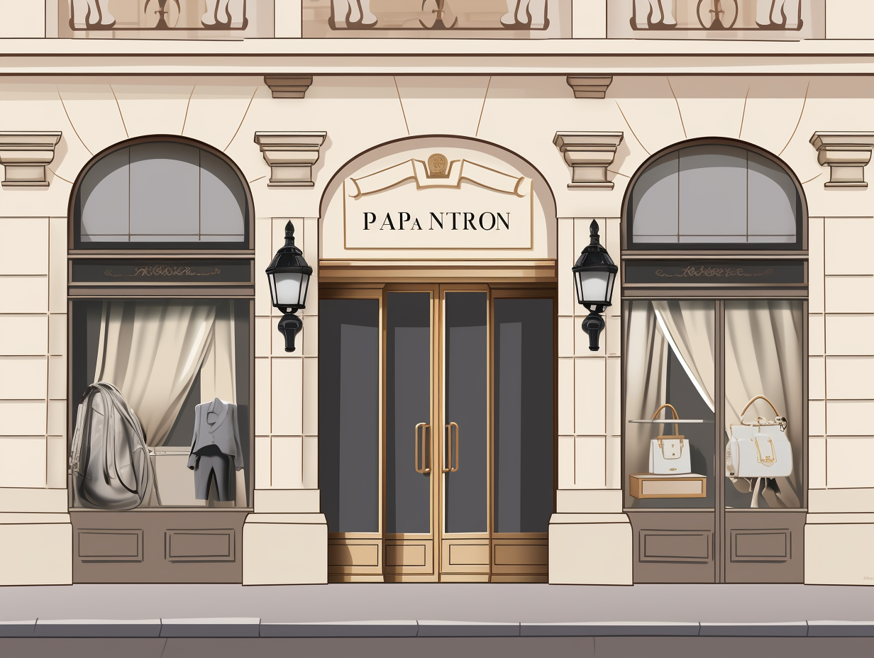 Luxurious storefront with flat vector illustration