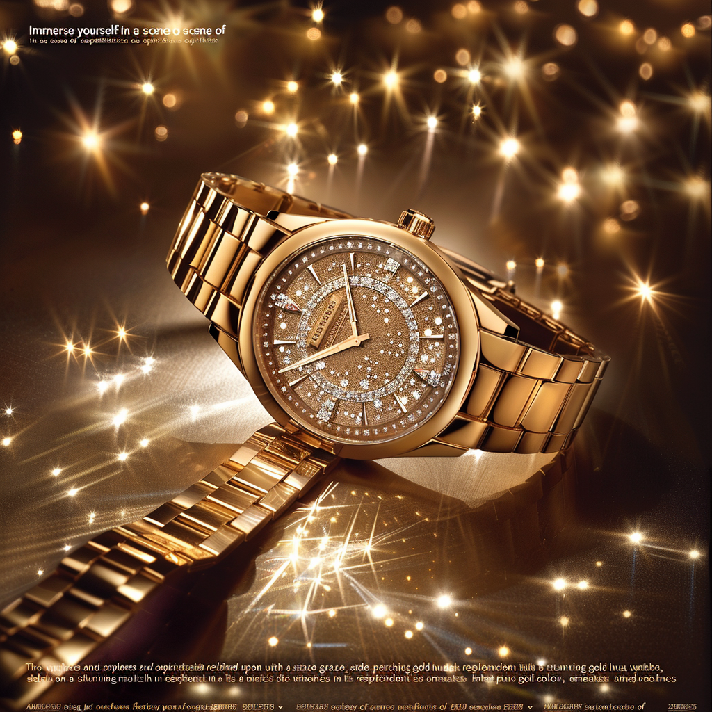 Elegant gold wristwatch on surface