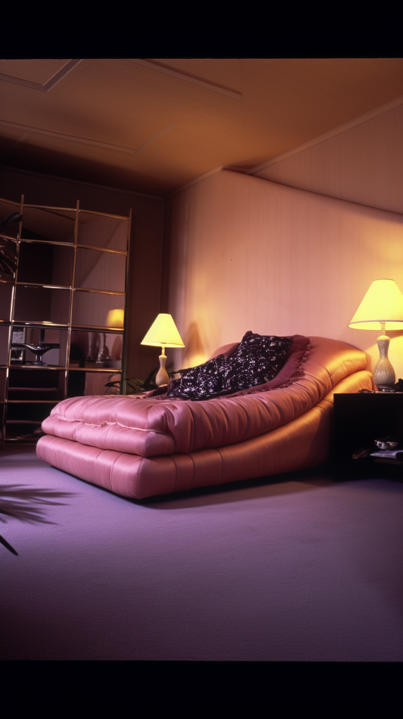 Luxury 1980s Bedroom with Funky Furniture