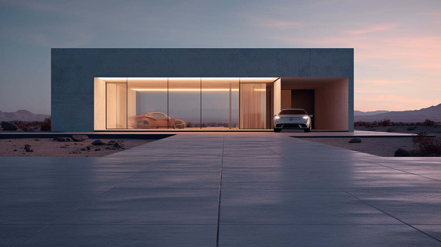 Luxury Art Minimal House Asphalt Parking