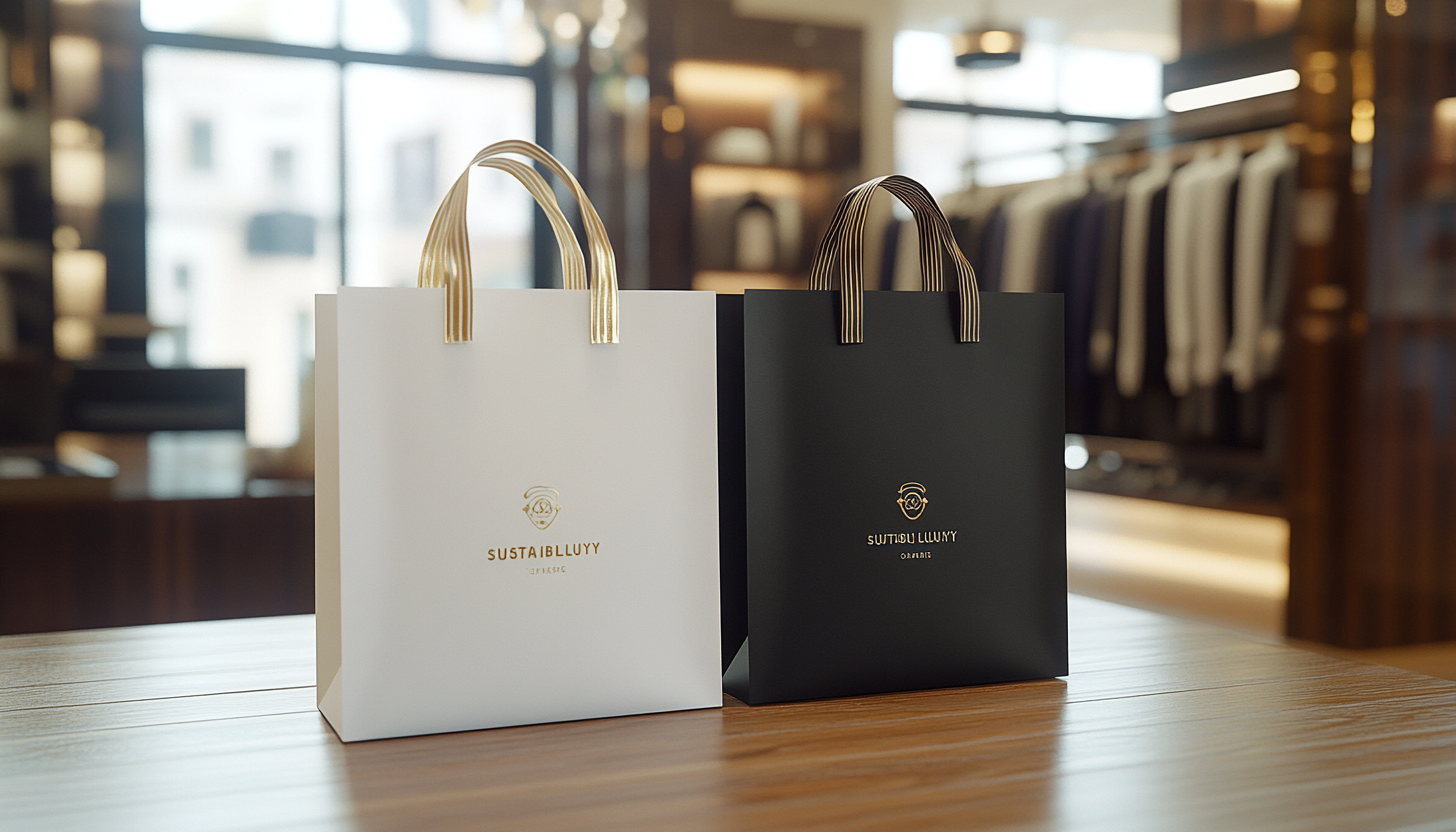 Luxury white and black paper bags