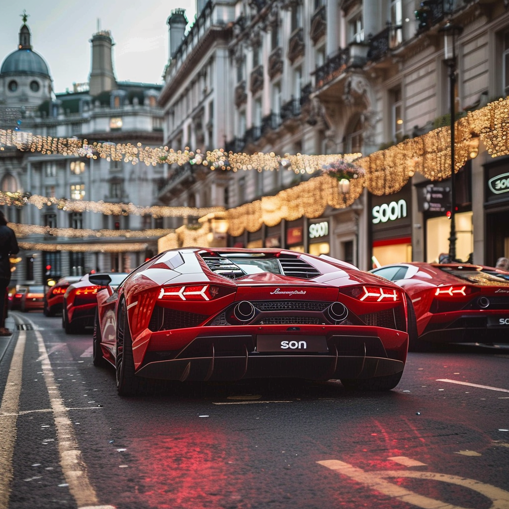 luxury bow London red Lamborghini