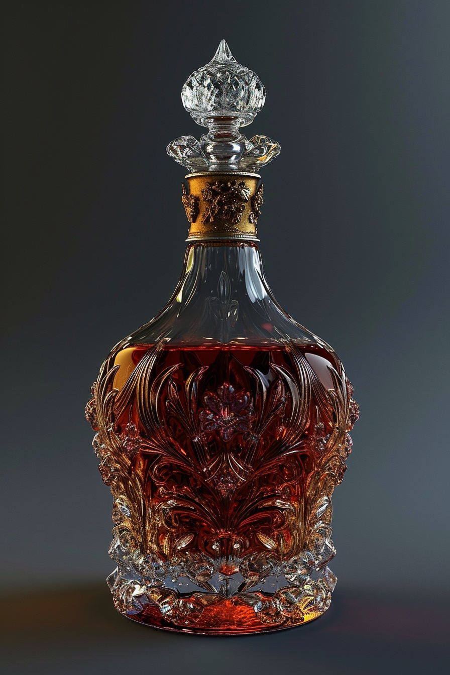 A detailed luxury brandy bottle