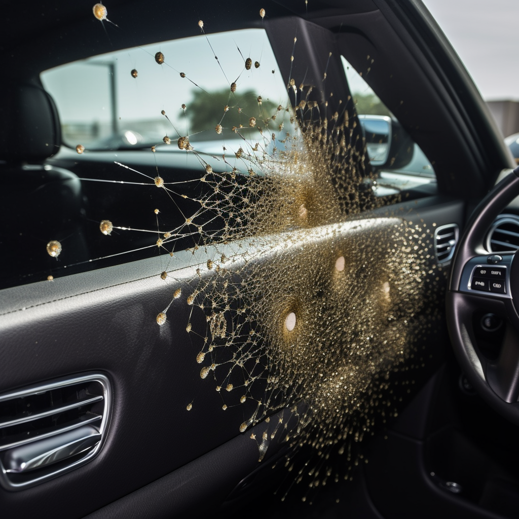 Luxury car with bullet holes