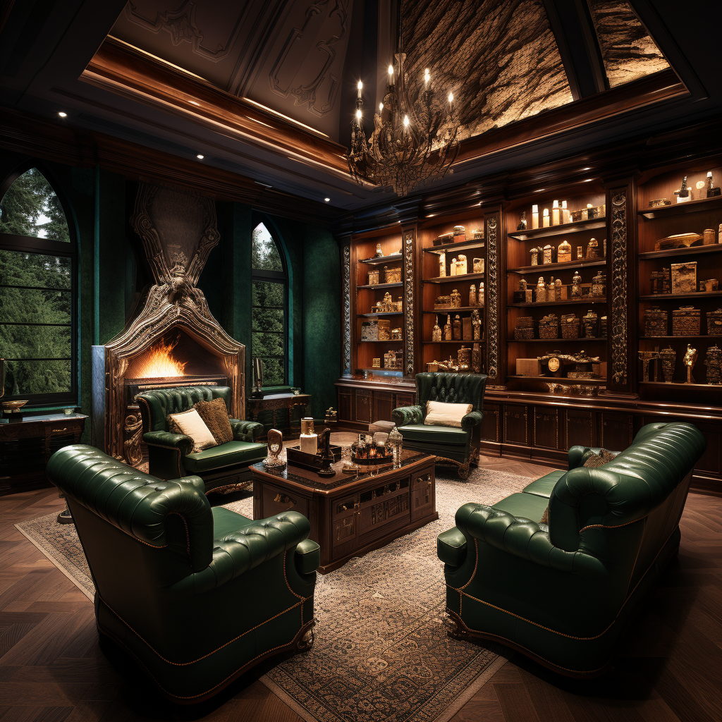 Luxurious Cigar Room with Natural Wood Decor