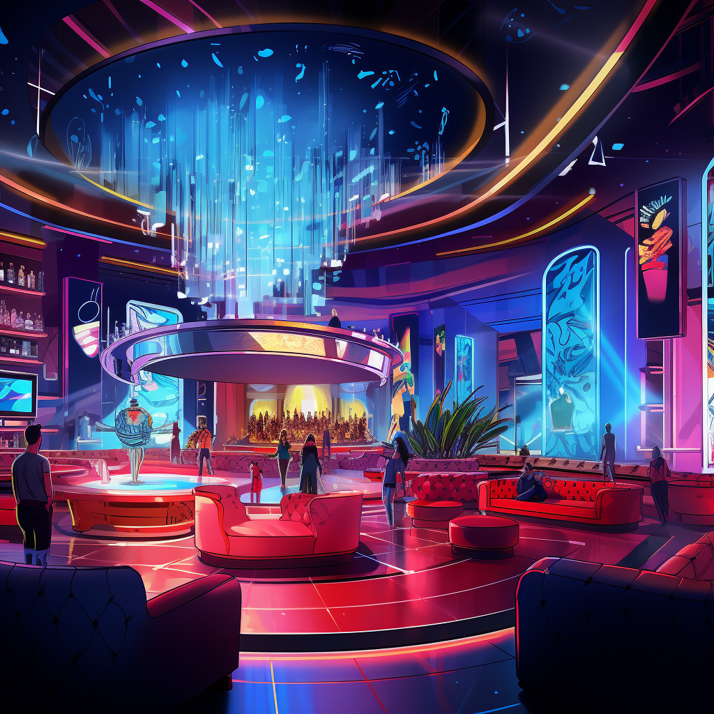 Vibrant luxury club interior with DJ