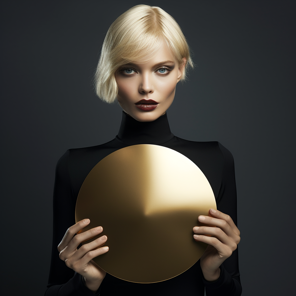 Luxury blonde model with blank plate