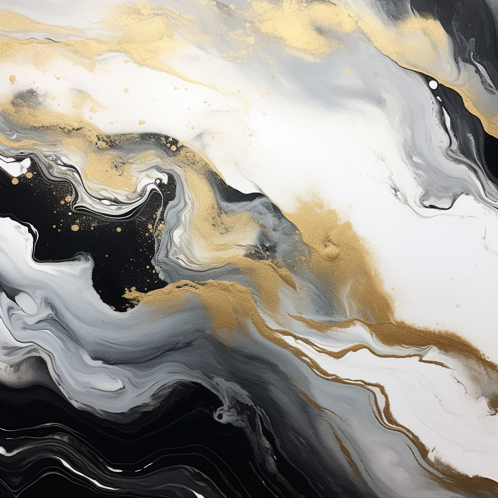 Luxury fluid painting in black, gray, white, gold