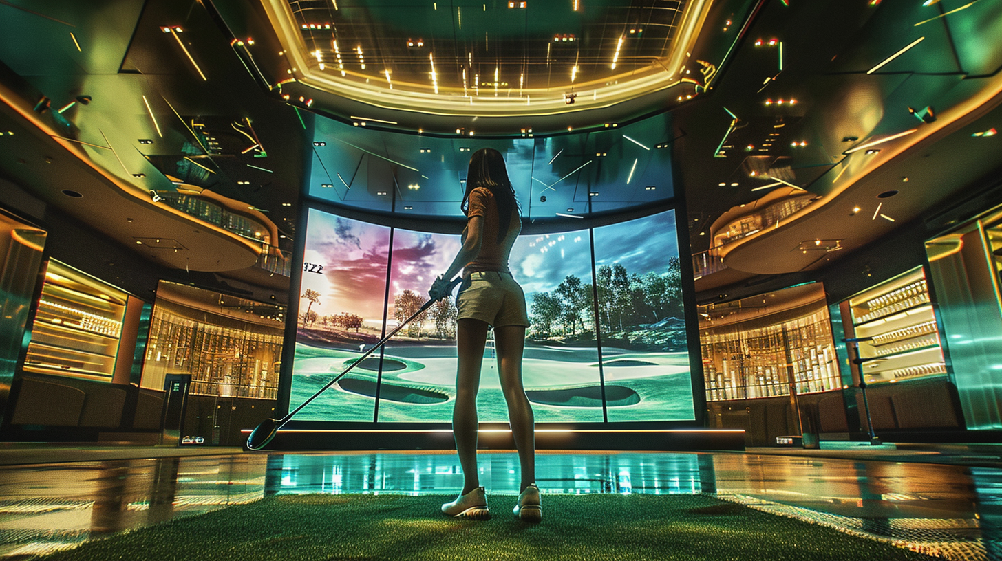 Female Golfer in Virtual Golf Course