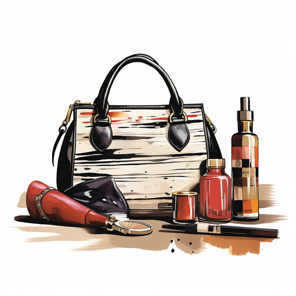 Stylish luxury handbag and accessories illustration