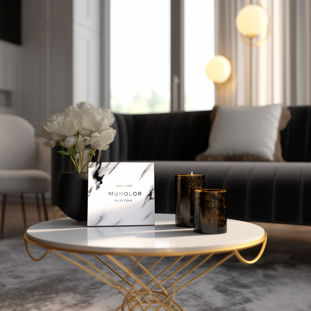 Business card on luxury home sidetable