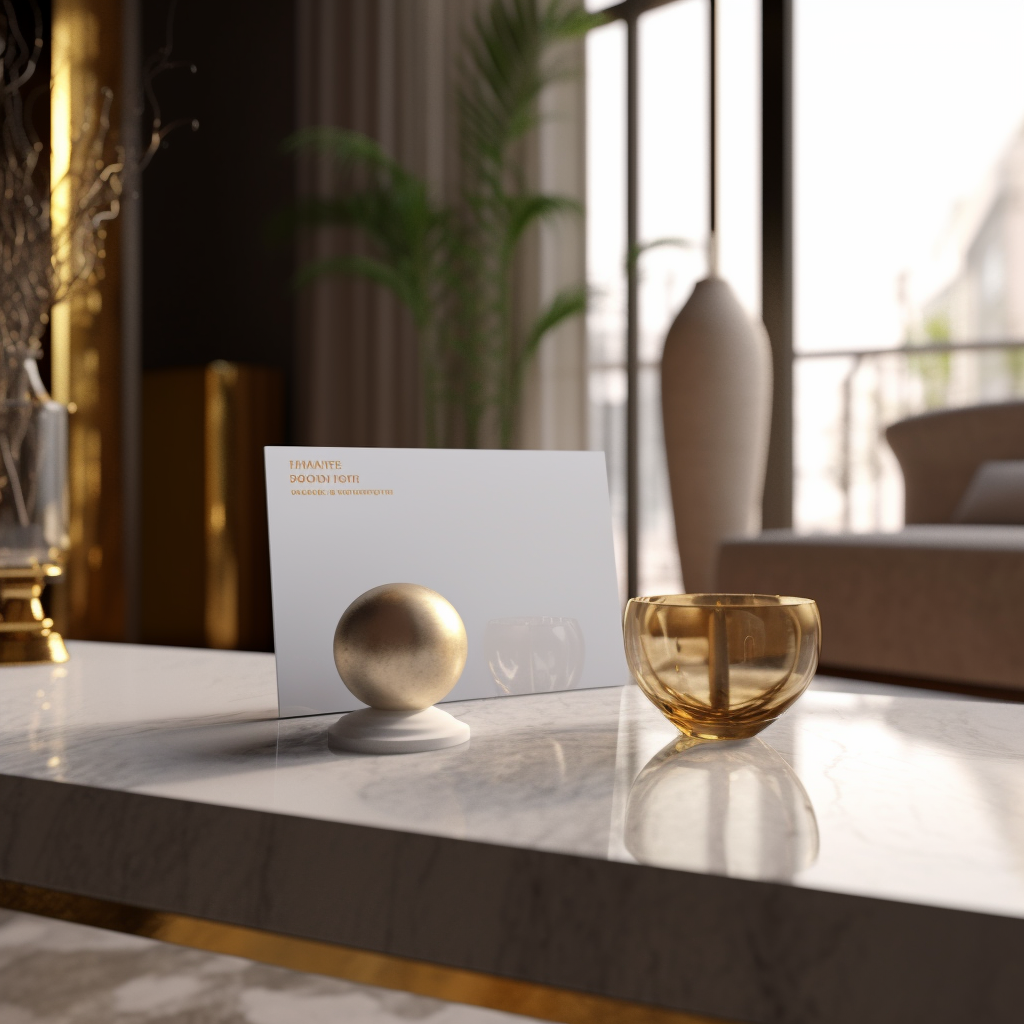 Postcard mockup on luxury home sidetable