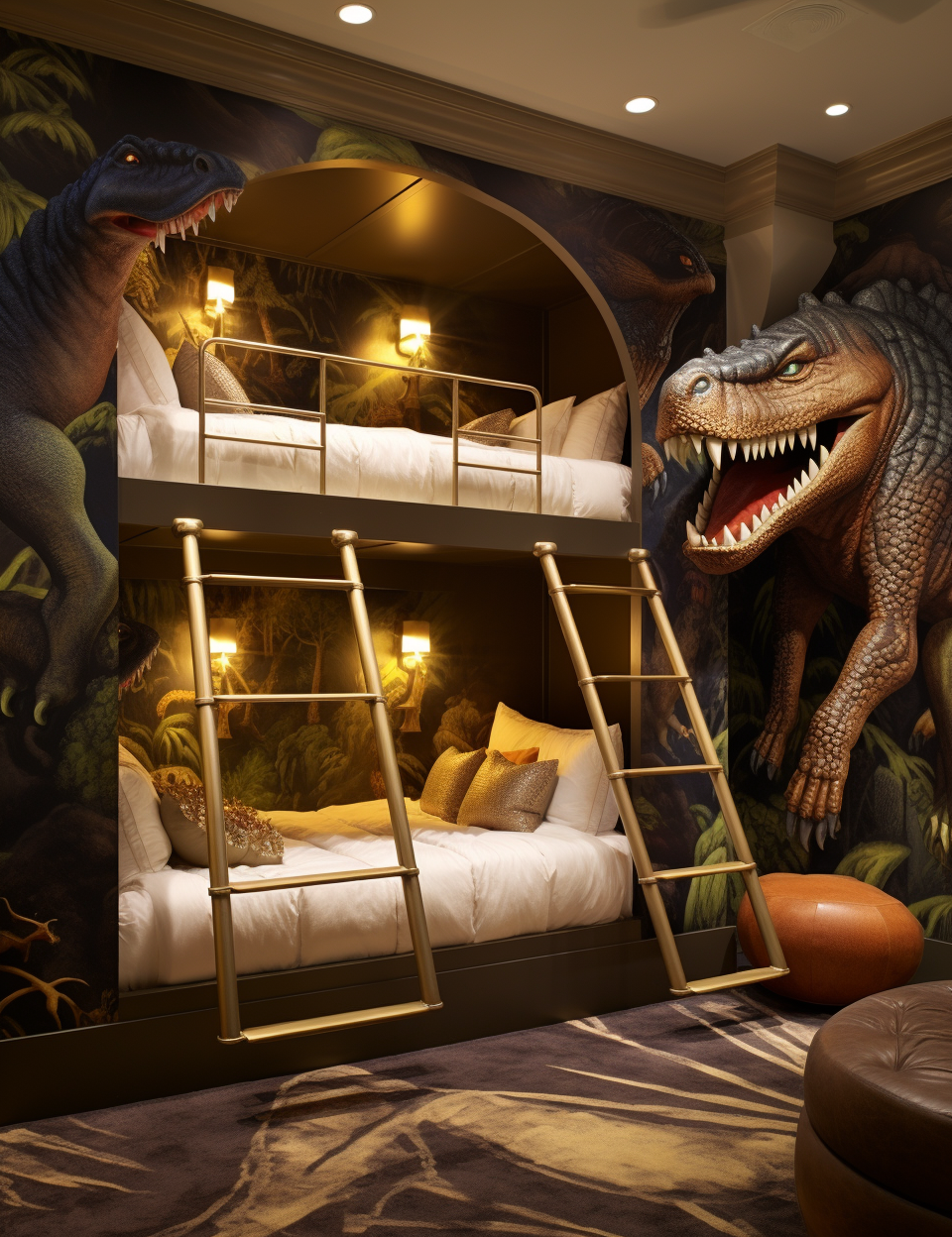 Luxury Kids' Room with Dinosaur-Themed Bunkbeds