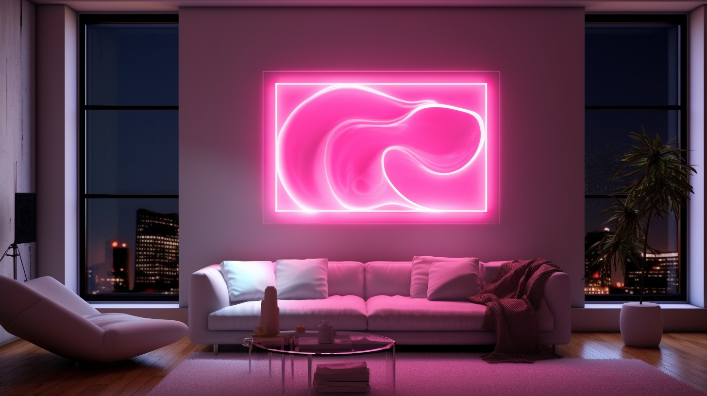 Glowing pink frame in luxury living room  ?