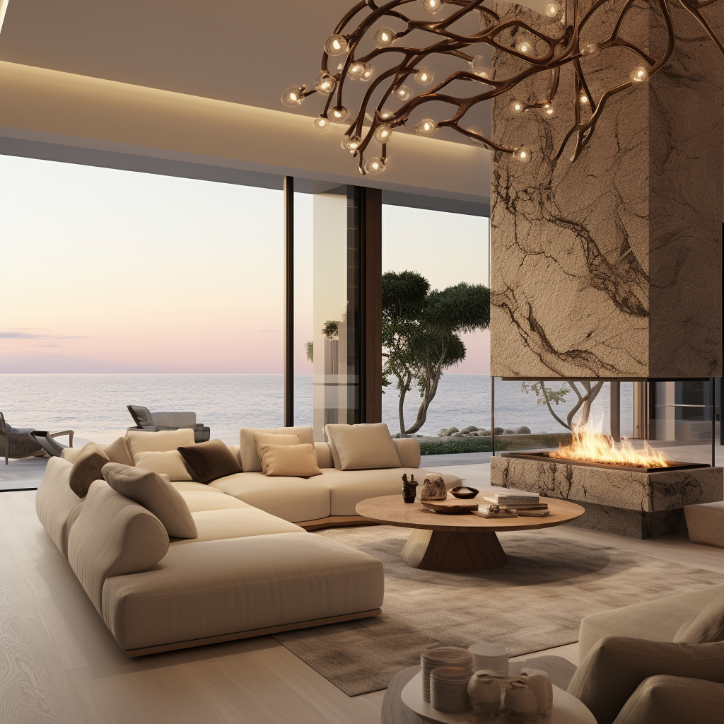 Luxury living room overlooking the sea